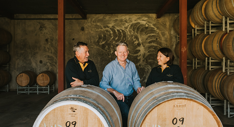 Trentham Estate winemakers by the barrels
